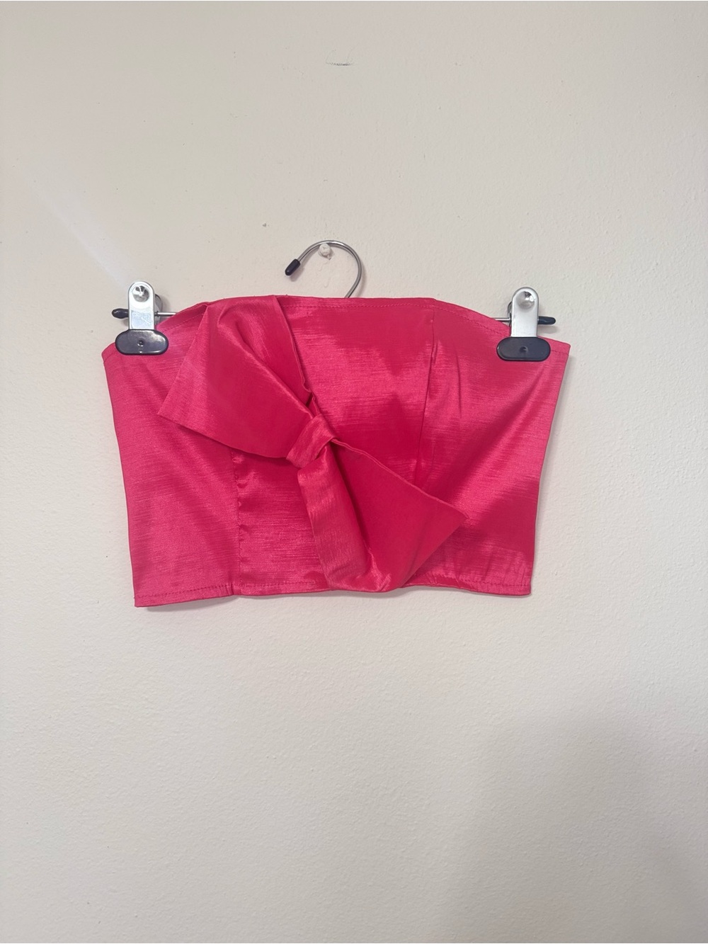 TACH Strapless Bow-Front Crop Top - Hot Pink